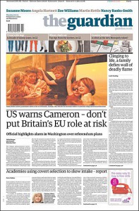 Wildfire und Migrant Mother: the guardian, Titelseite, 10.01.2013